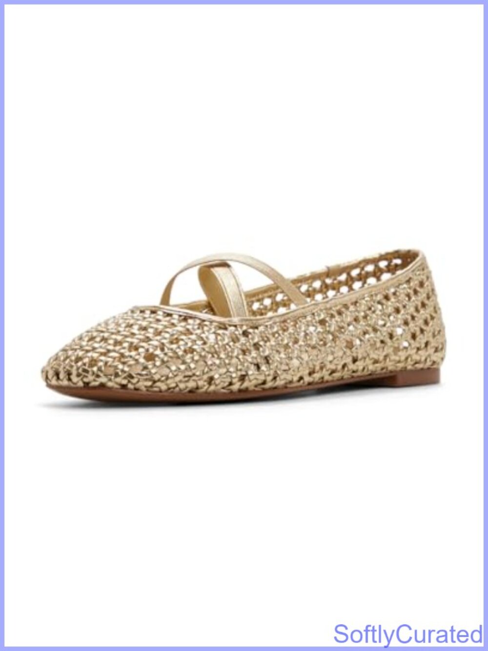 Women's Elastic Cross-Strap Ballet Flat Round Toe Slip-On Shoes